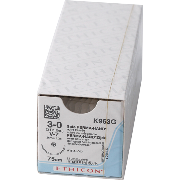 Ethicon sutur K963G 3-0 silke, 12 stk.