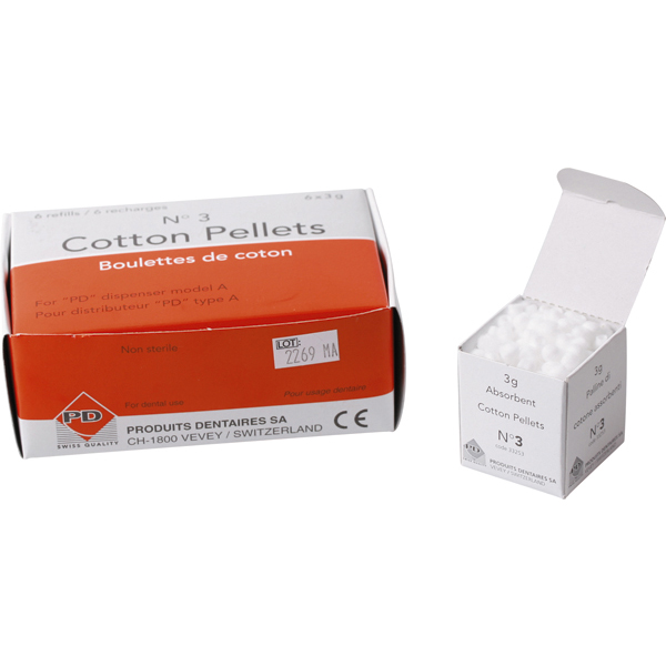 Vatpellets nr. 3, t/dispenser, 4,3 mm, 6 æsker