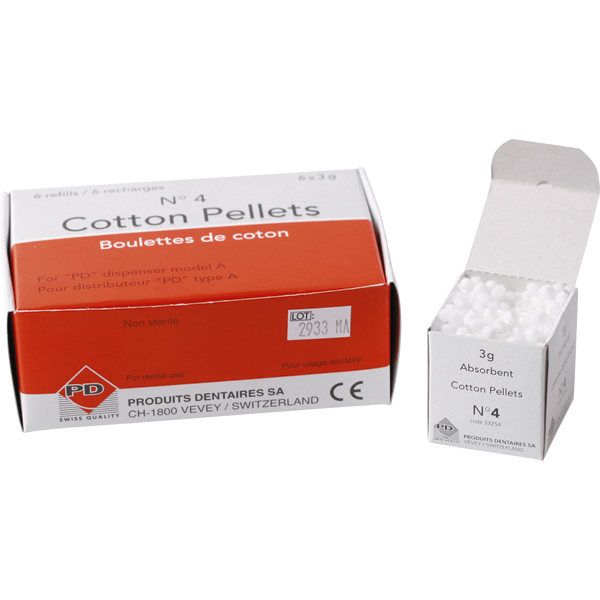 Vatpellets nr. 4, t/dispenser 3,6 mm, 6 æsker