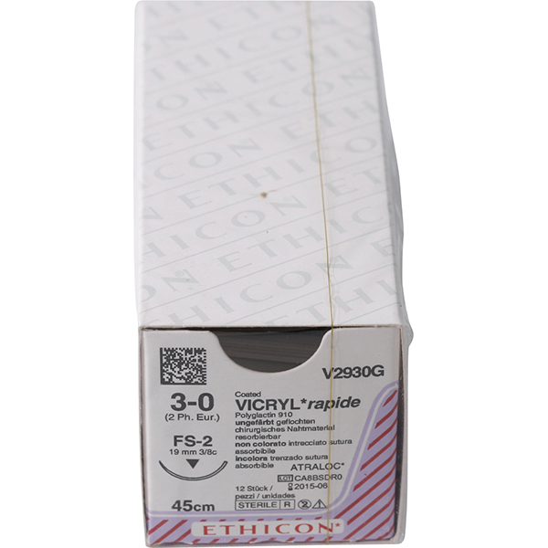 Ethicon sutur V2930G 3-0 vicryl rapid 12 stk.