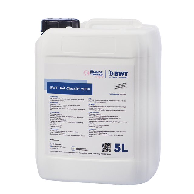 BWT Unit CleanR 2000 rensevæske til DUC23 vandanlæg, 5 l. 