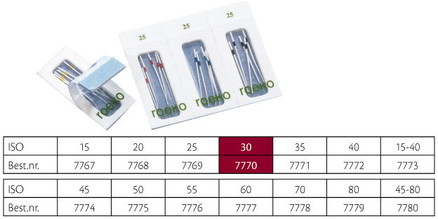 Roeko paperpoints sterile nr. 30, 180 stk.