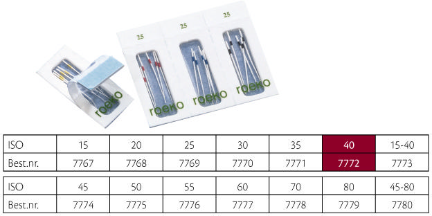 Roeko paperpoints sterile nr. 40, 180 stk.