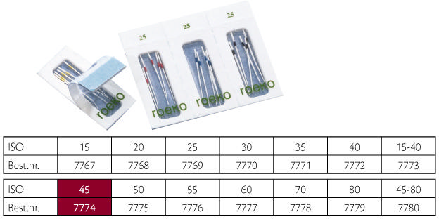 Roeko paperpoints sterile nr. 45, 180 stk.