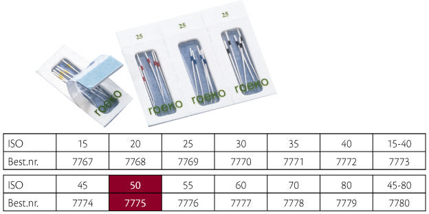 Roeko paperpoints sterile nr. 50, 180 stk.