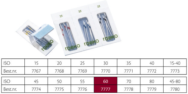 Roeko paperpoints sterile nr. 60, 180 stk.
