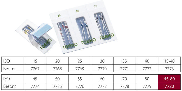 Roeko paperpoints sterile nr. 45-80, 180 stk.