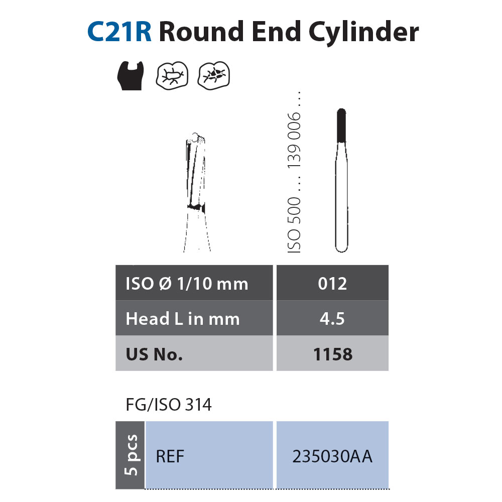 Diatech HM bor cylinder FG C21R-012-4.5, 5 stk.