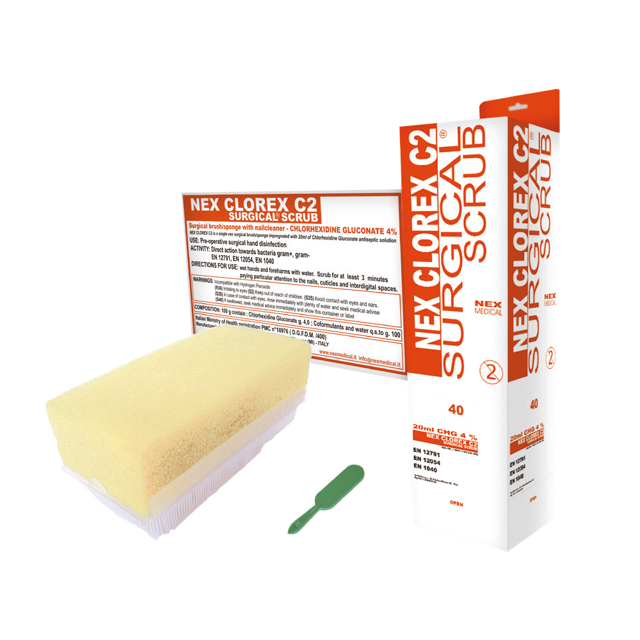 Nex Clorex C2 neglebørste m/klorhexidin, sterile, 40 stk.