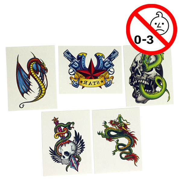 Legetøj, tatoveringer-engangs, drengemix, 144 stk.