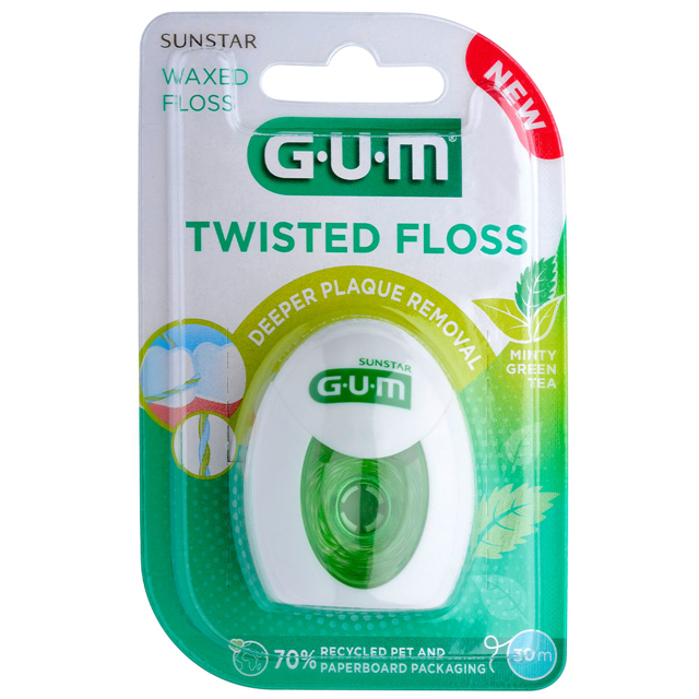 Gum Twisted Floss tandtråd vokset, 30 m