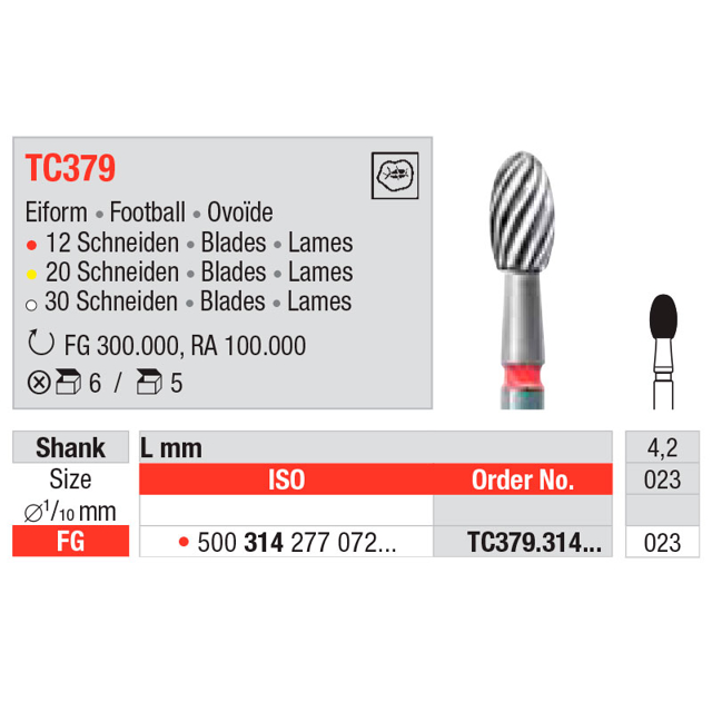 Edenta HM finerbor æg FG TC379/023 rød, 5 stk.