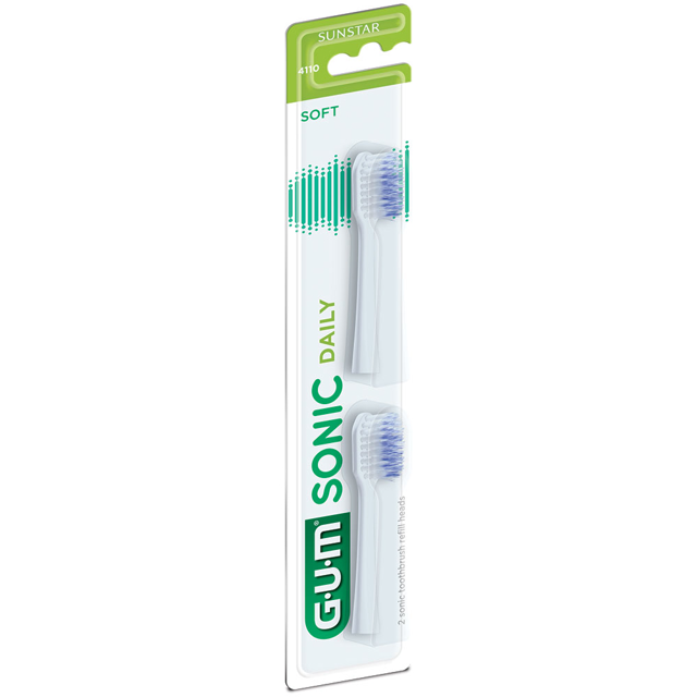 Gum Sonic Daily børstehoveder, Soft, hvid 2 stk